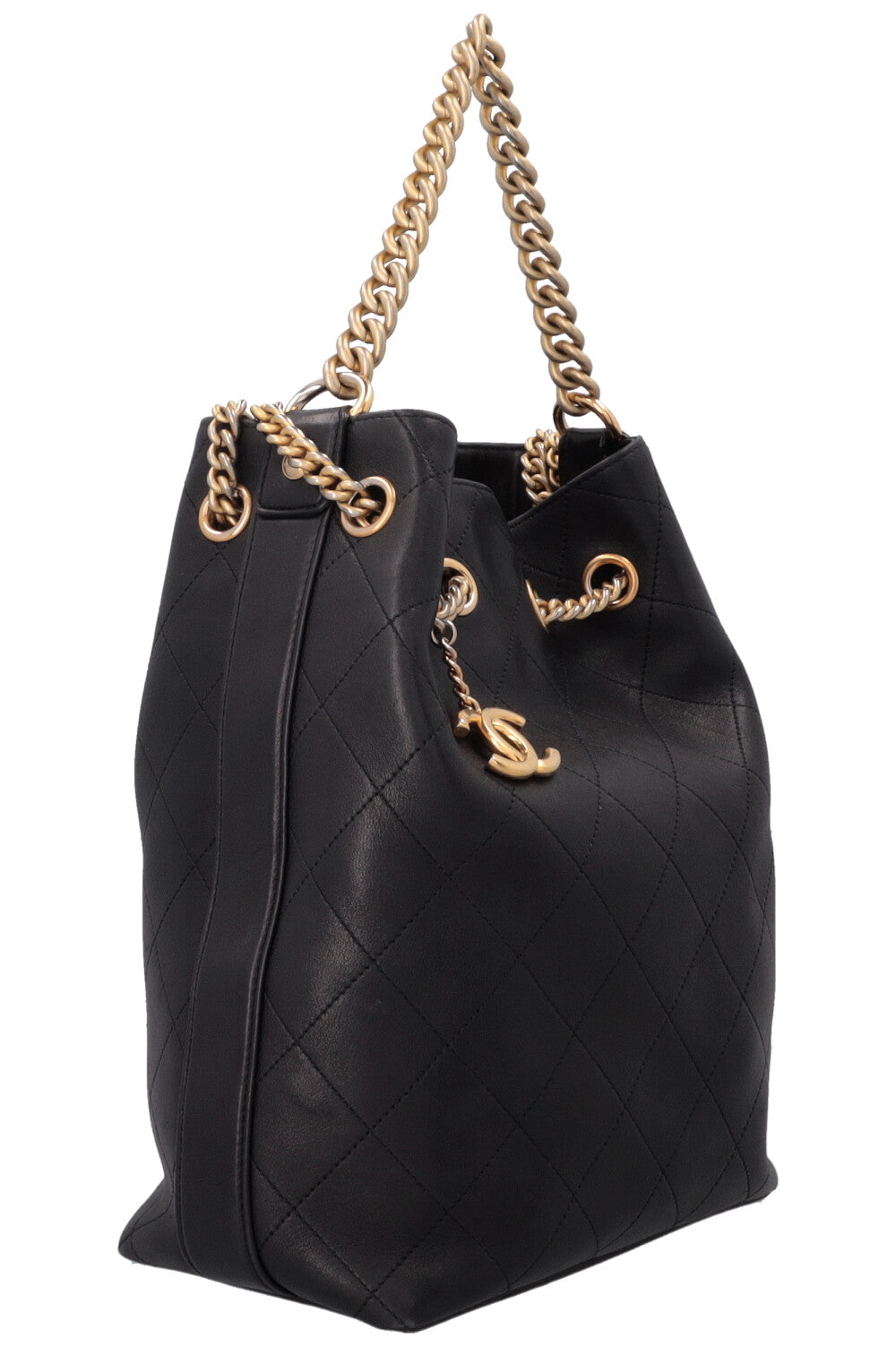 Sac hobo porté épaule CHANEL Paris-Rome en cuir noir