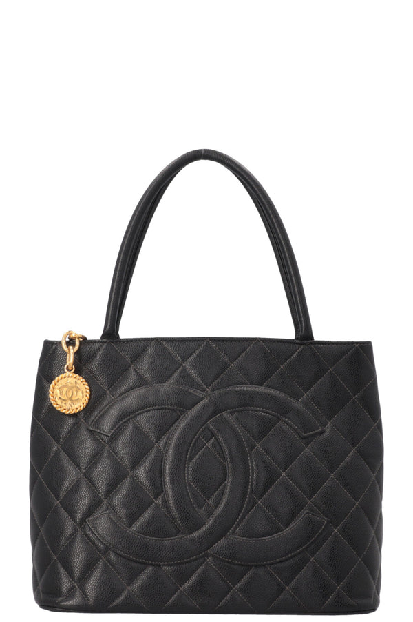 CHANEL Vintage CC Medallion Tote Caviar Black
