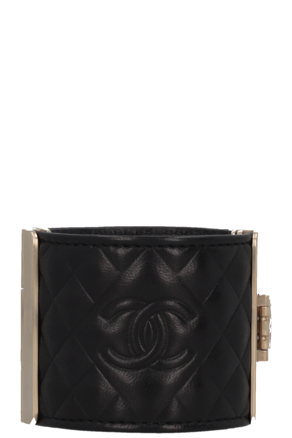 CHANEL 2017 Quilted CC Bracelet Leather Black