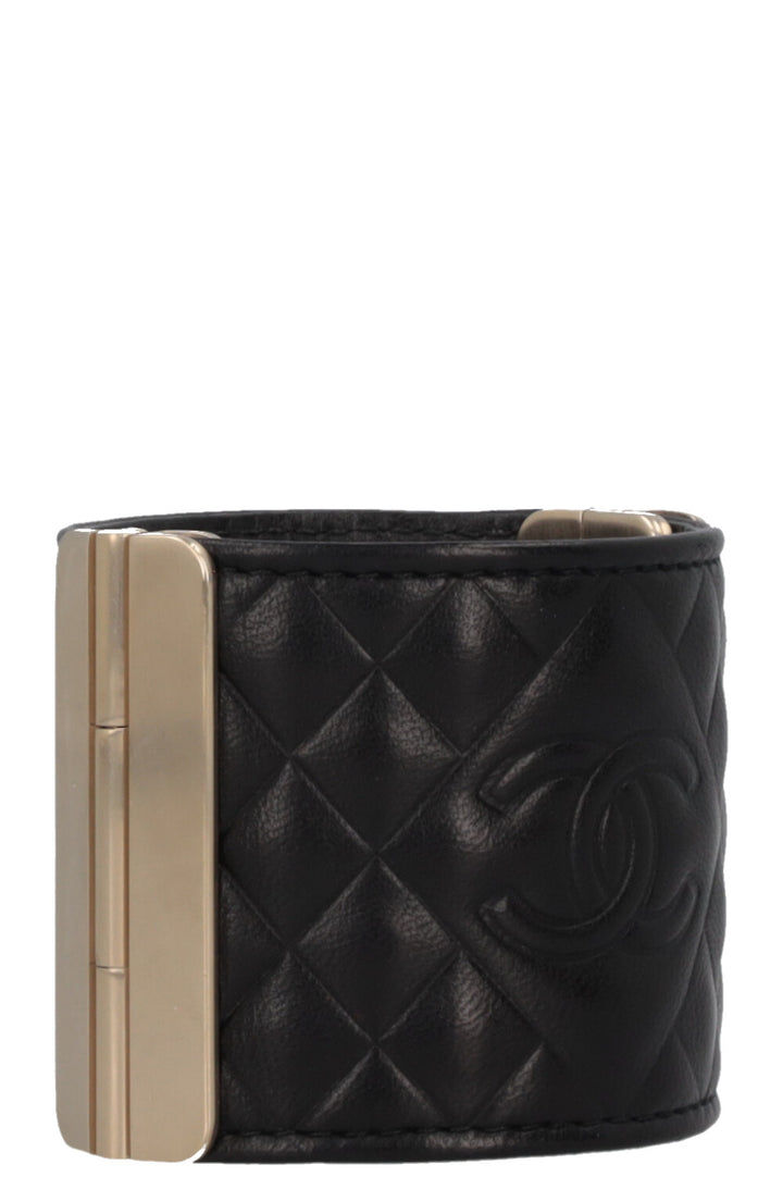 CHANEL 2017 Quilted CC Bracelet Leather Black