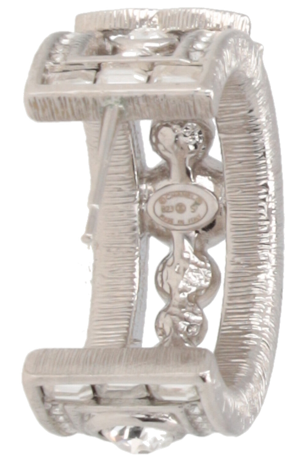 CHANEL CC Hoop Earrings Crystals Silver