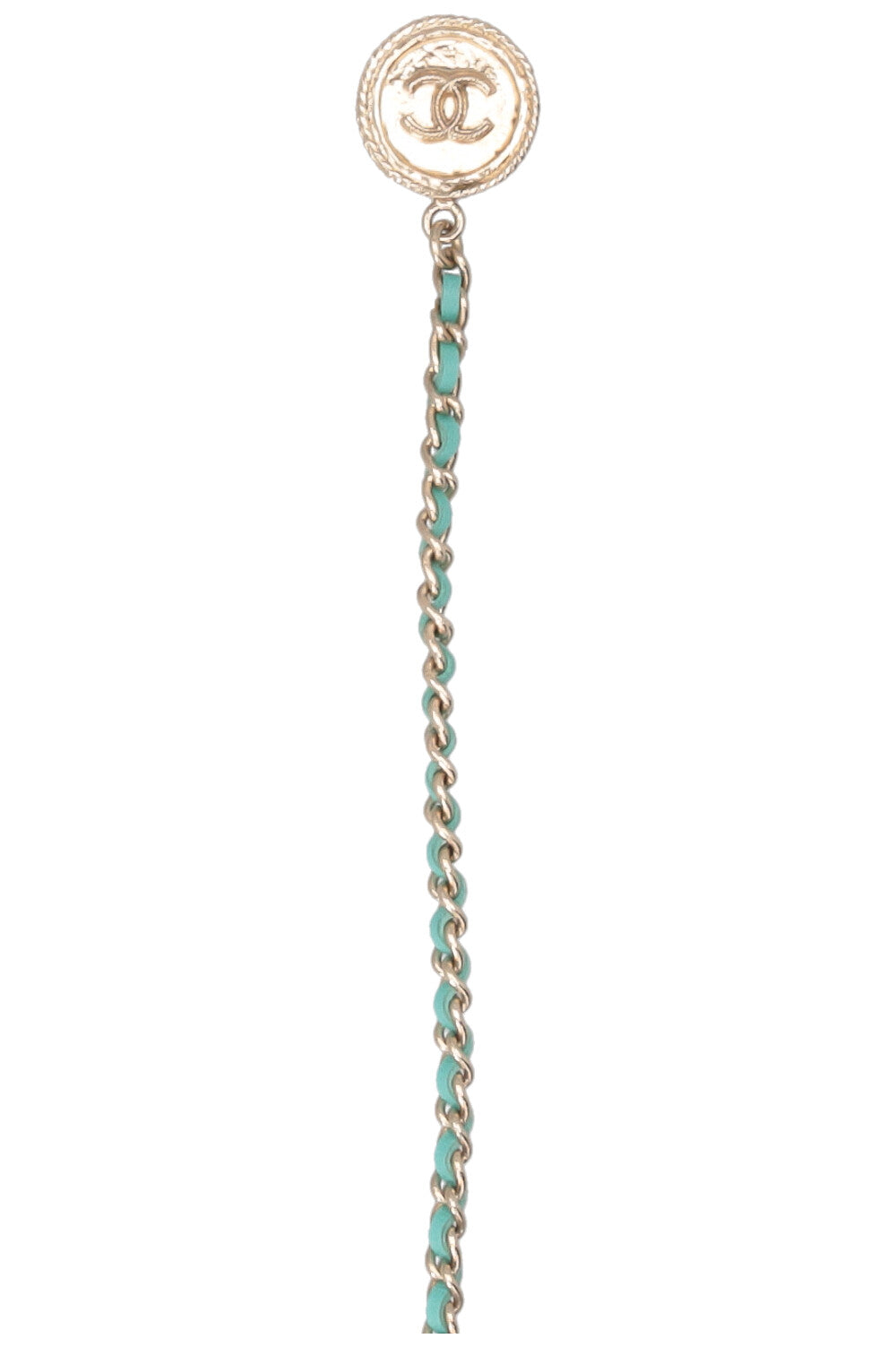 CHANEL CC Chain Choker Necklace Blue Champagner