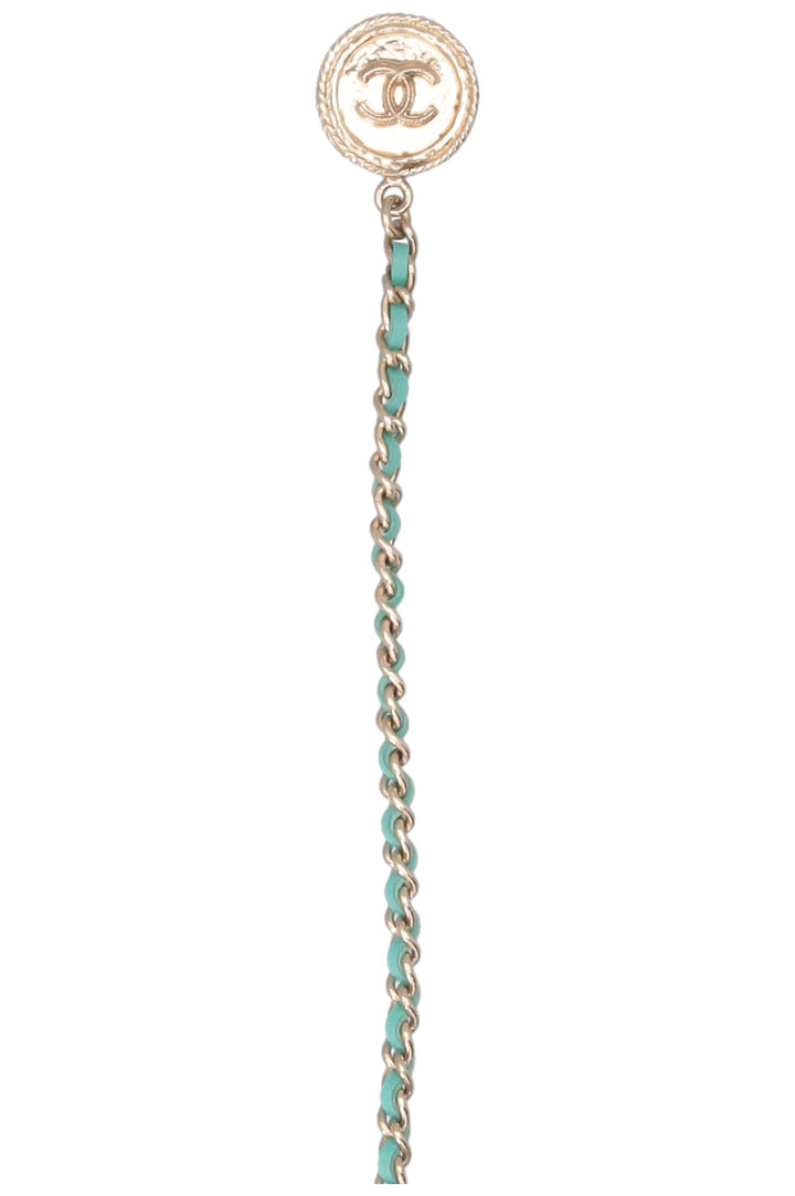 CHANEL CC Chain Choker Necklace Blue Champagner
