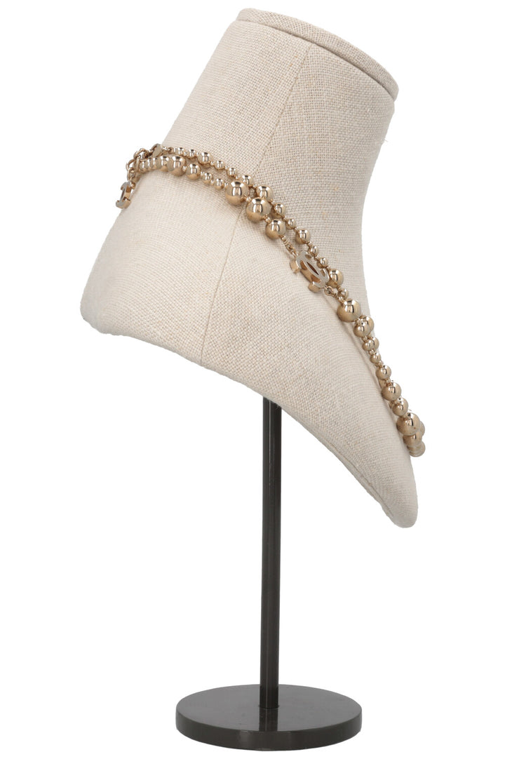 Collier CHANEL CC Perles Or Champagne