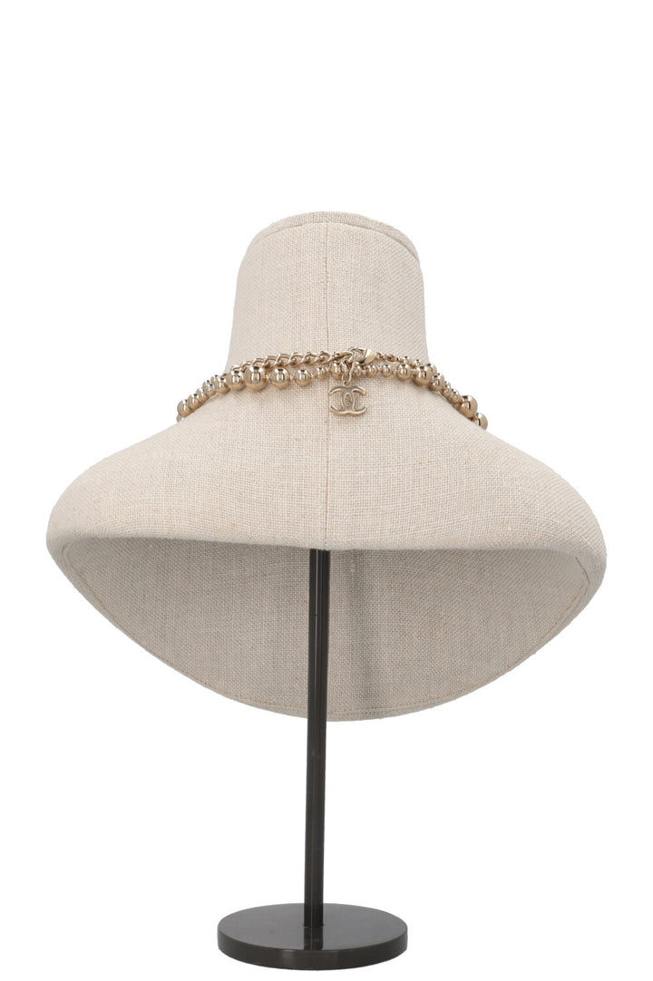 Collier CHANEL CC Perles Or Champagne
