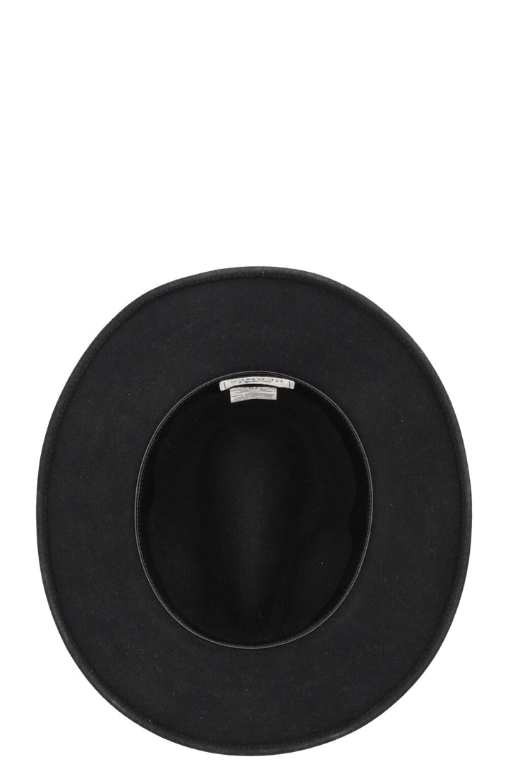Chapeau HERMÈS en feutre de lapin noir, garni de cuir