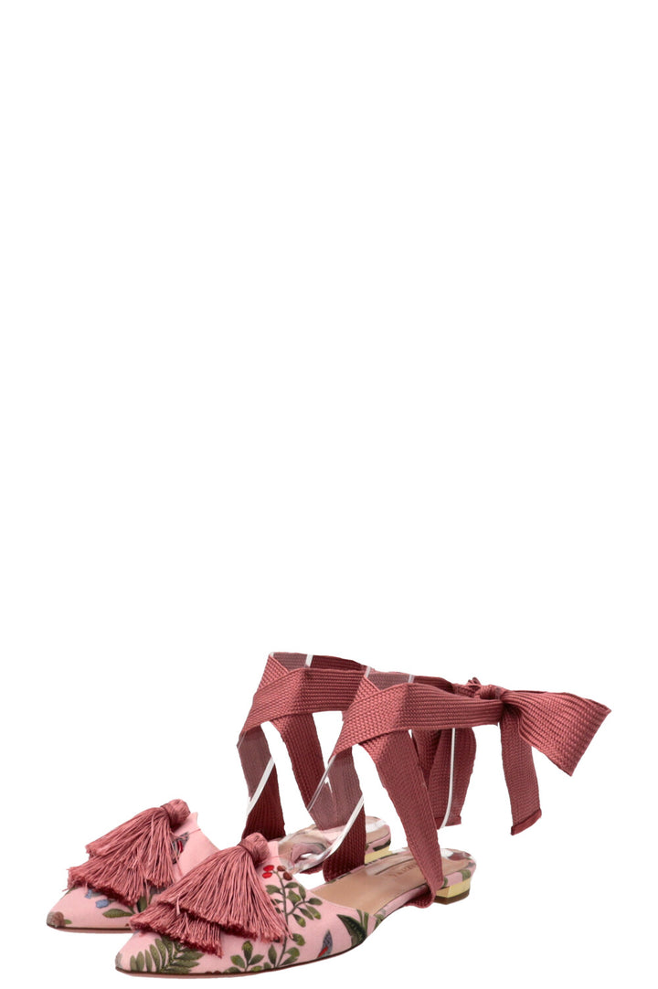 AQUAZZURA Love Tassel Ballerines Roses