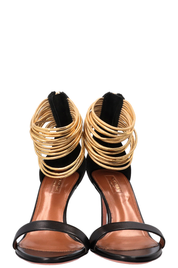 AQUAZZURA Spin Me Around Heels Black Gold