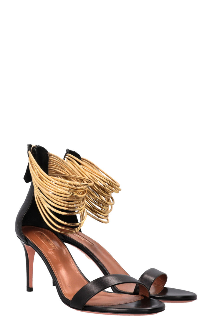 AQUAZZURA Spin Me Around Heels Black Gold