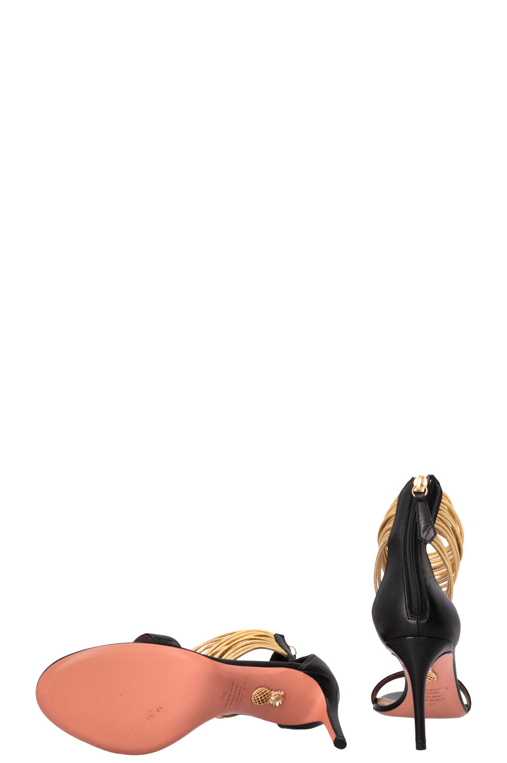 AQUAZZURA Spin Me Around Heels Black Gold