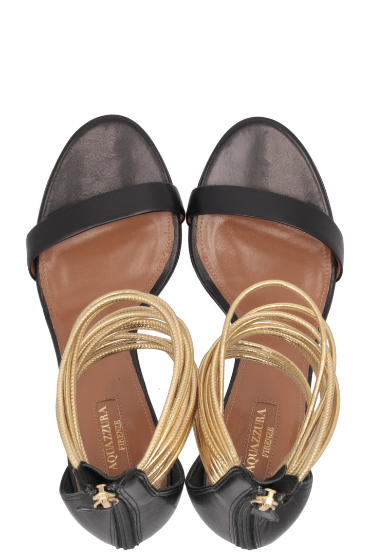 AQUAZZURA Spin Me Around Heels Black Gold