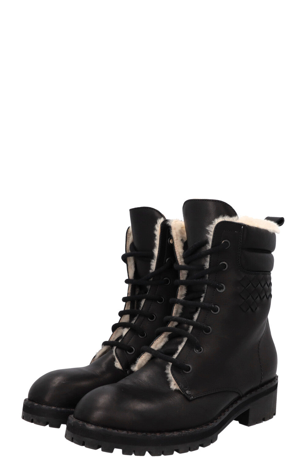BOTTEGA VENETA Fur Intrecciato Boots Black
