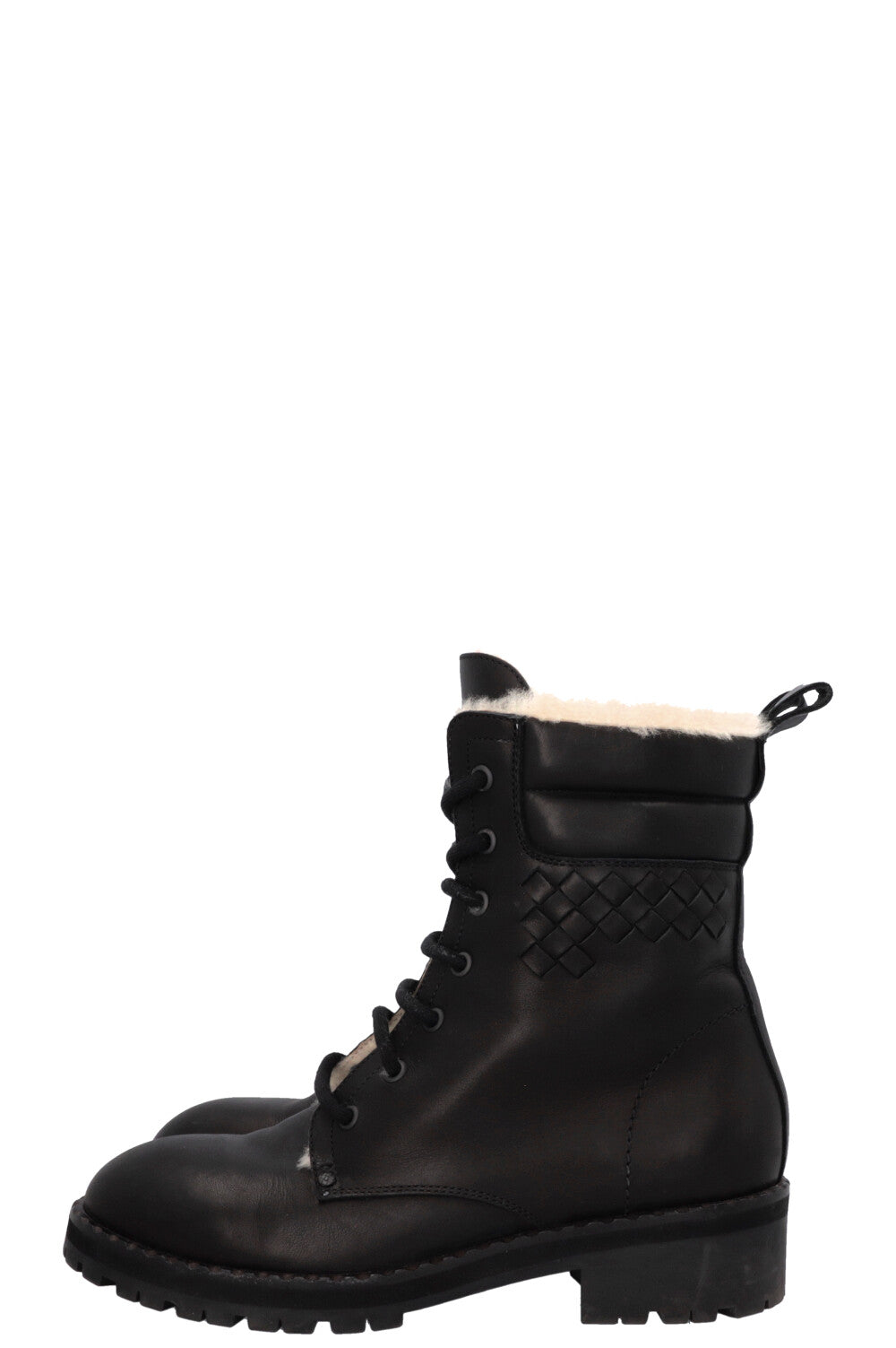 BOTTEGA VENETA Fur Intrecciato Boots Black