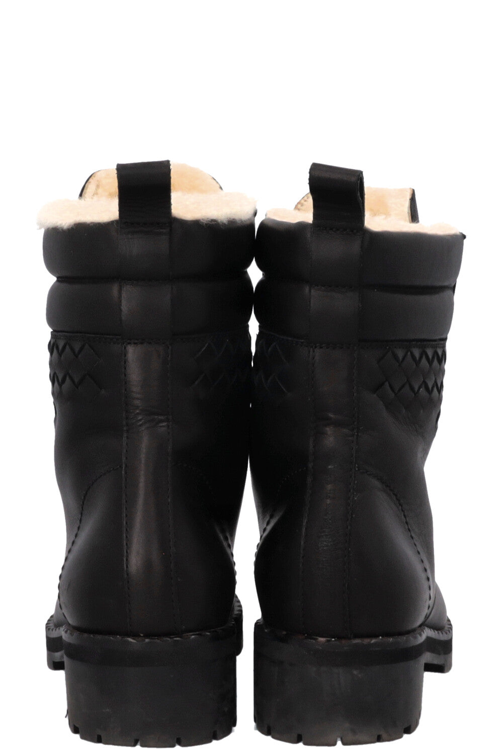 BOTTEGA VENETA Fur Intrecciato Boots Black