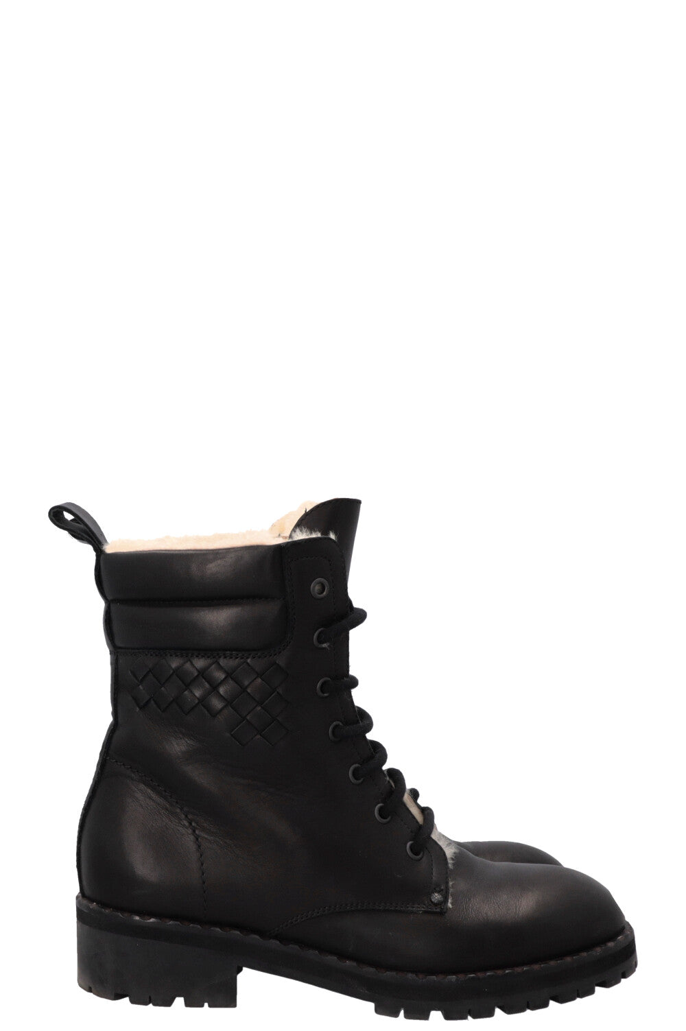 BOTTEGA VENETA Fur Intrecciato Boots Black
