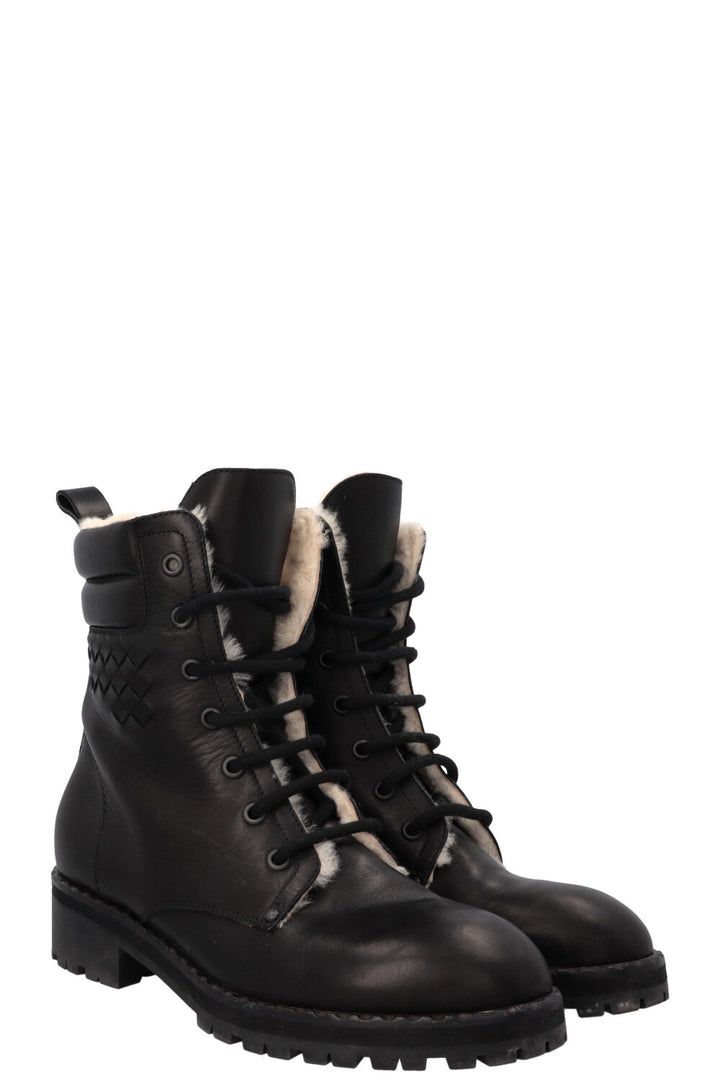 BOTTEGA VENETA Fur Intrecciato Boots Black