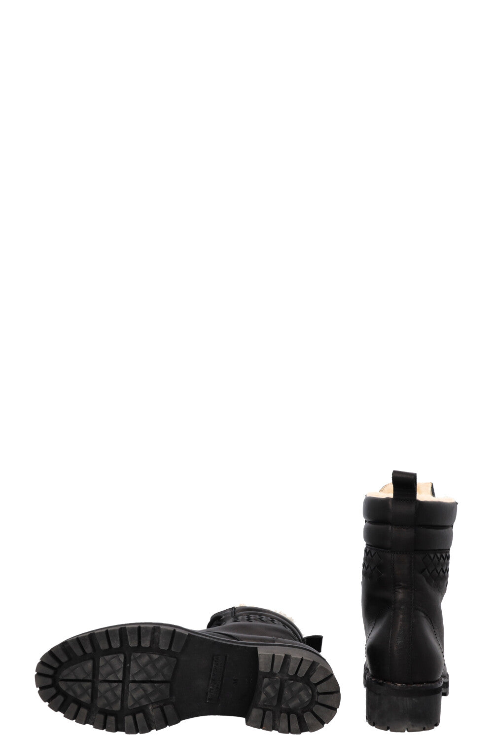 BOTTEGA VENETA Fur Intrecciato Boots Black