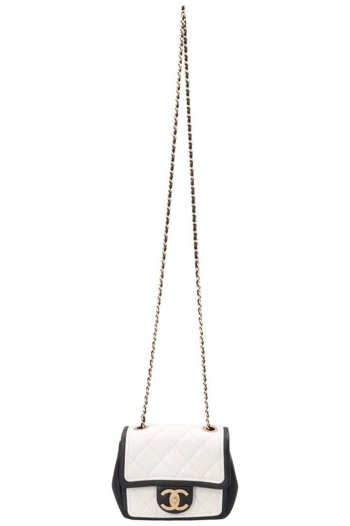 CHANEL Mini Graphic Rue Cambon Flap Bag Black White