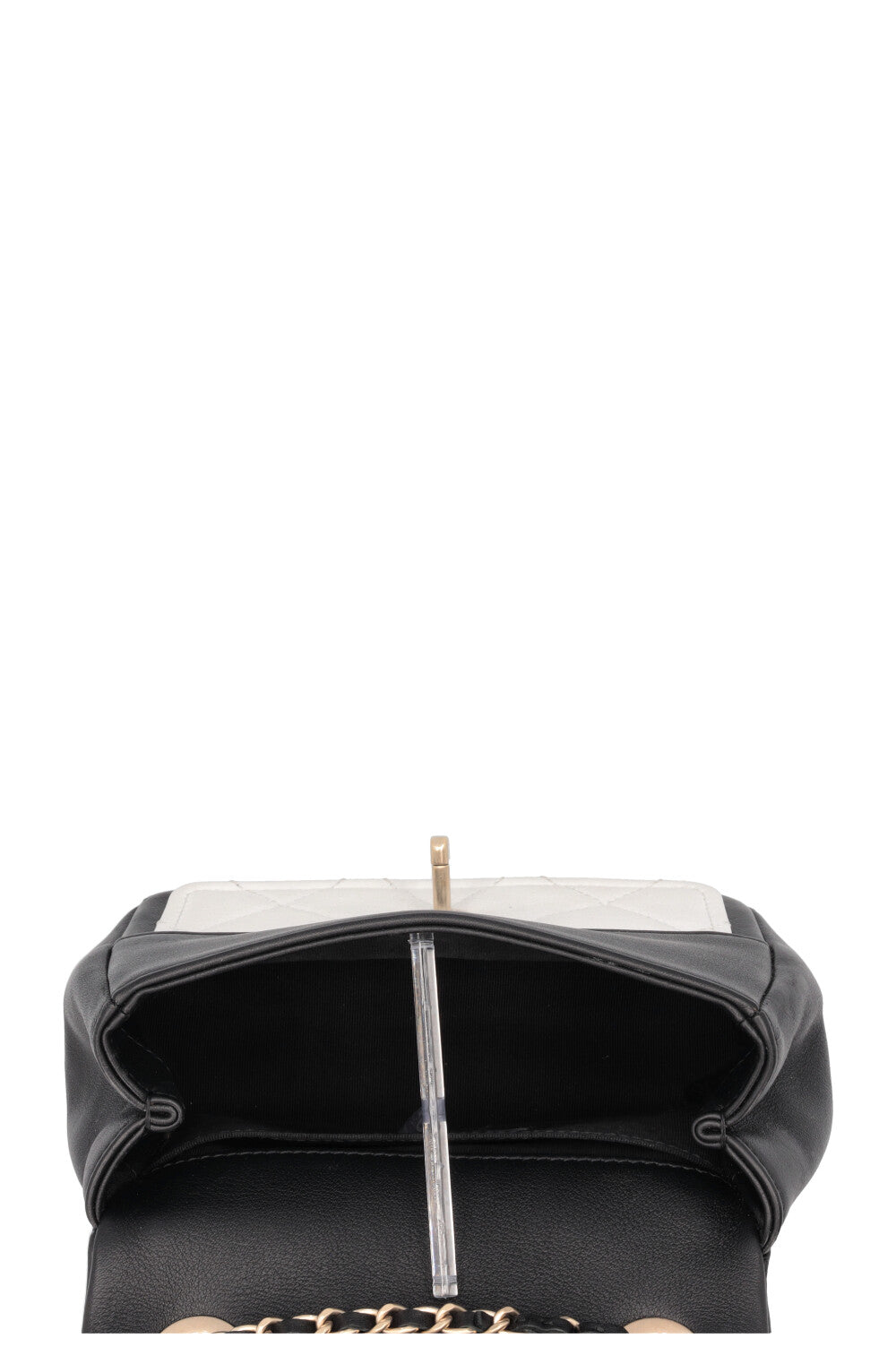 CHANEL Mini Graphic Rue Cambon Flap Bag Black White