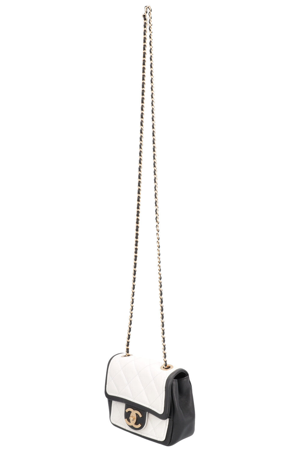 CHANEL Mini Graphic Rue Cambon Flap Bag Black White