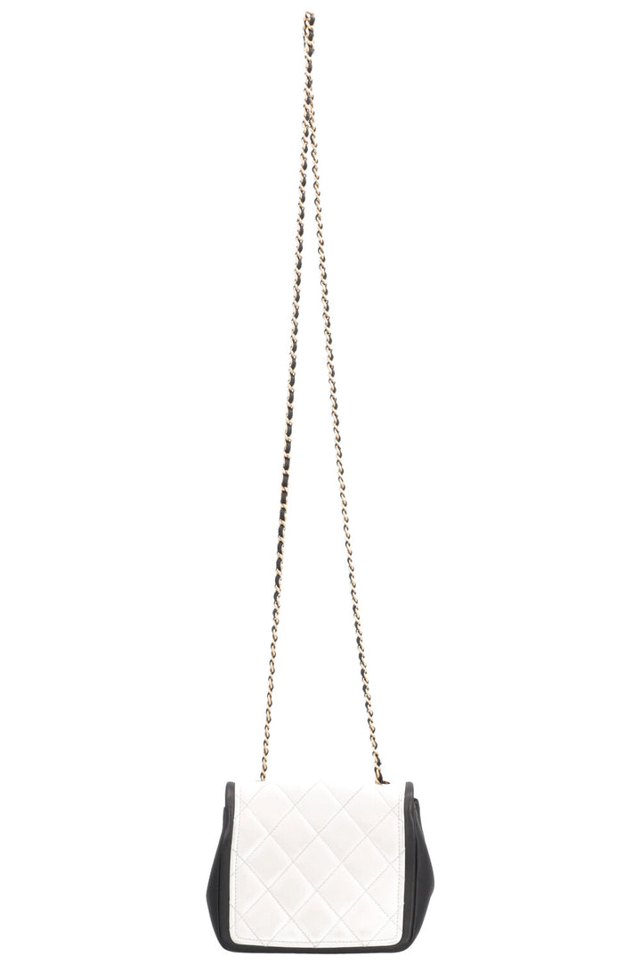 CHANEL Mini Graphic Rue Cambon Flap Bag Black White