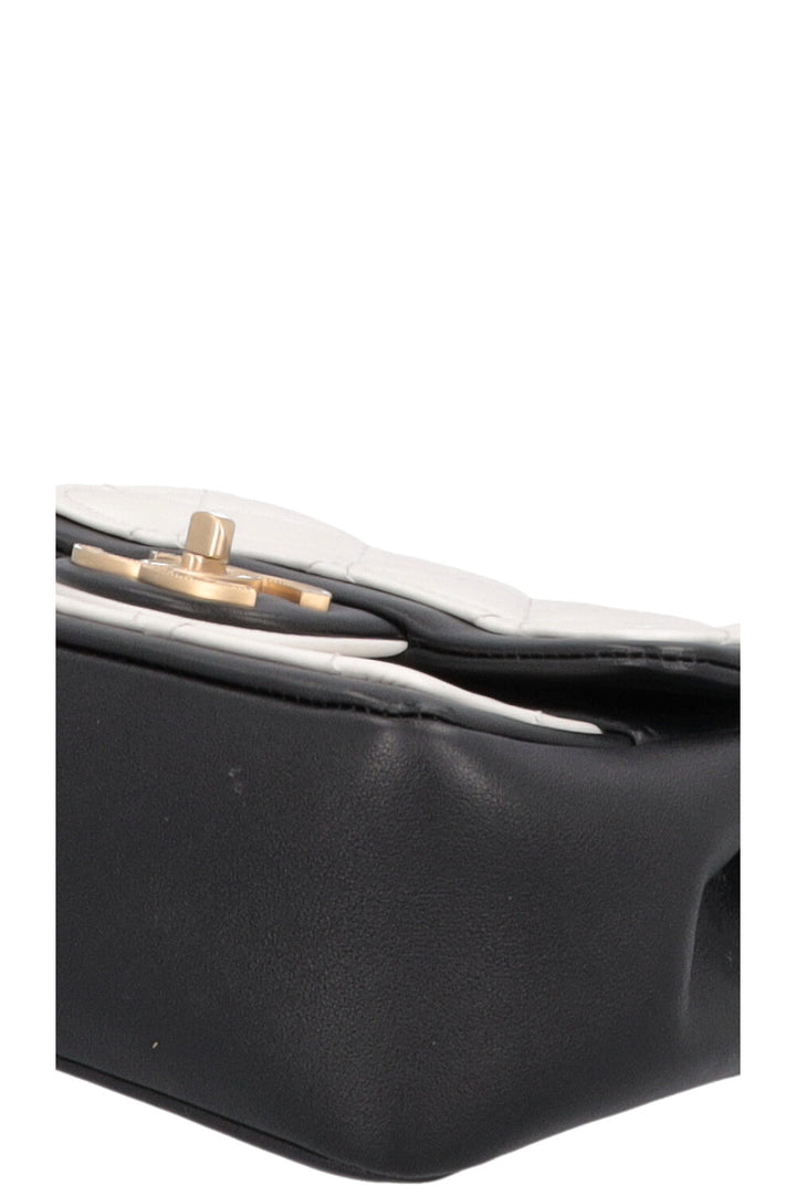CHANEL Mini Graphic Rue Cambon Flap Bag Black White