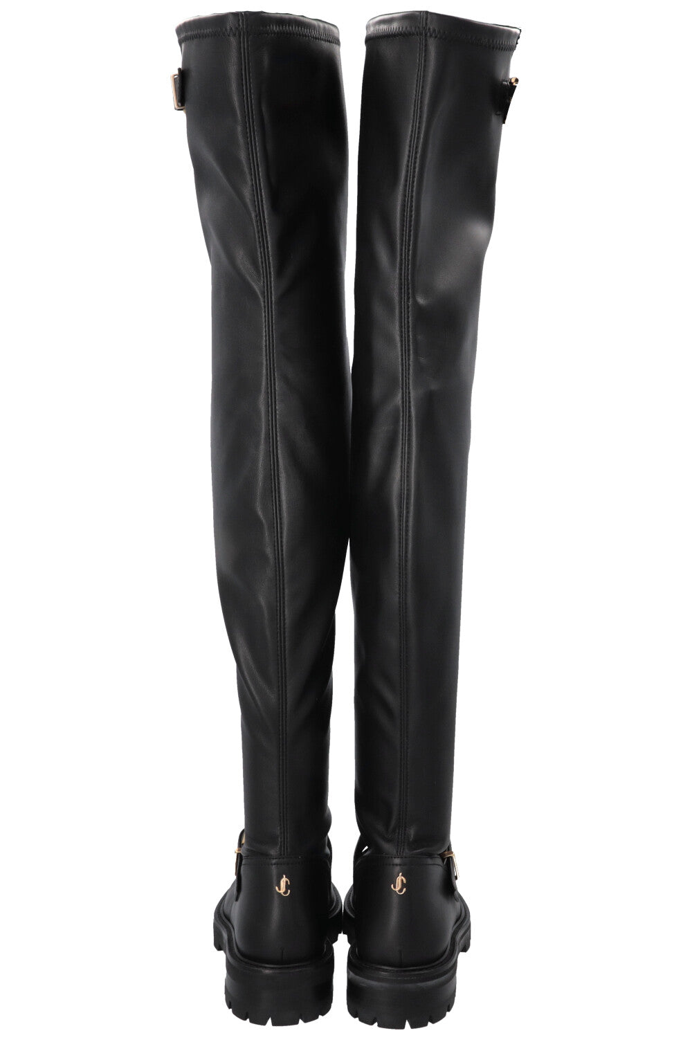 JIMMY CHOO Soft Overknee Buckled Boots Black