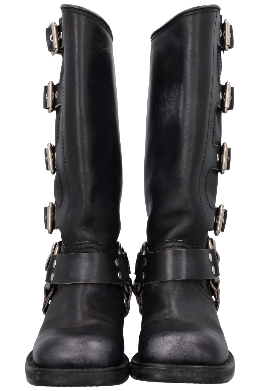 Bottes motardes à boucle harnais MIUMIU noires