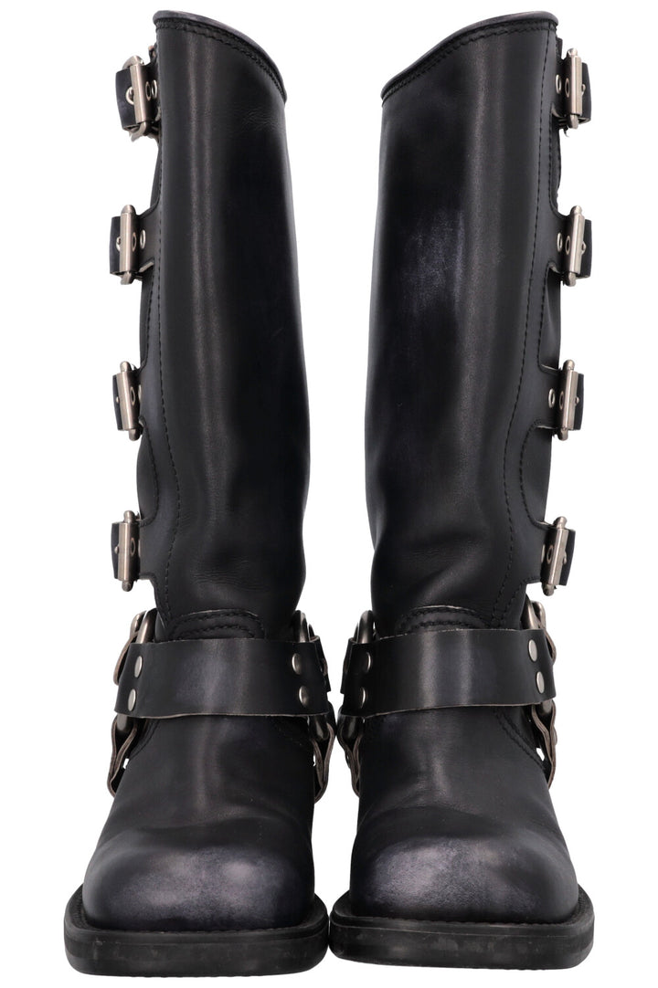 Bottes motardes à boucle harnais MIUMIU noires