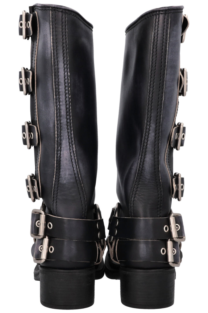 Bottes motardes à boucle harnais MIUMIU noires