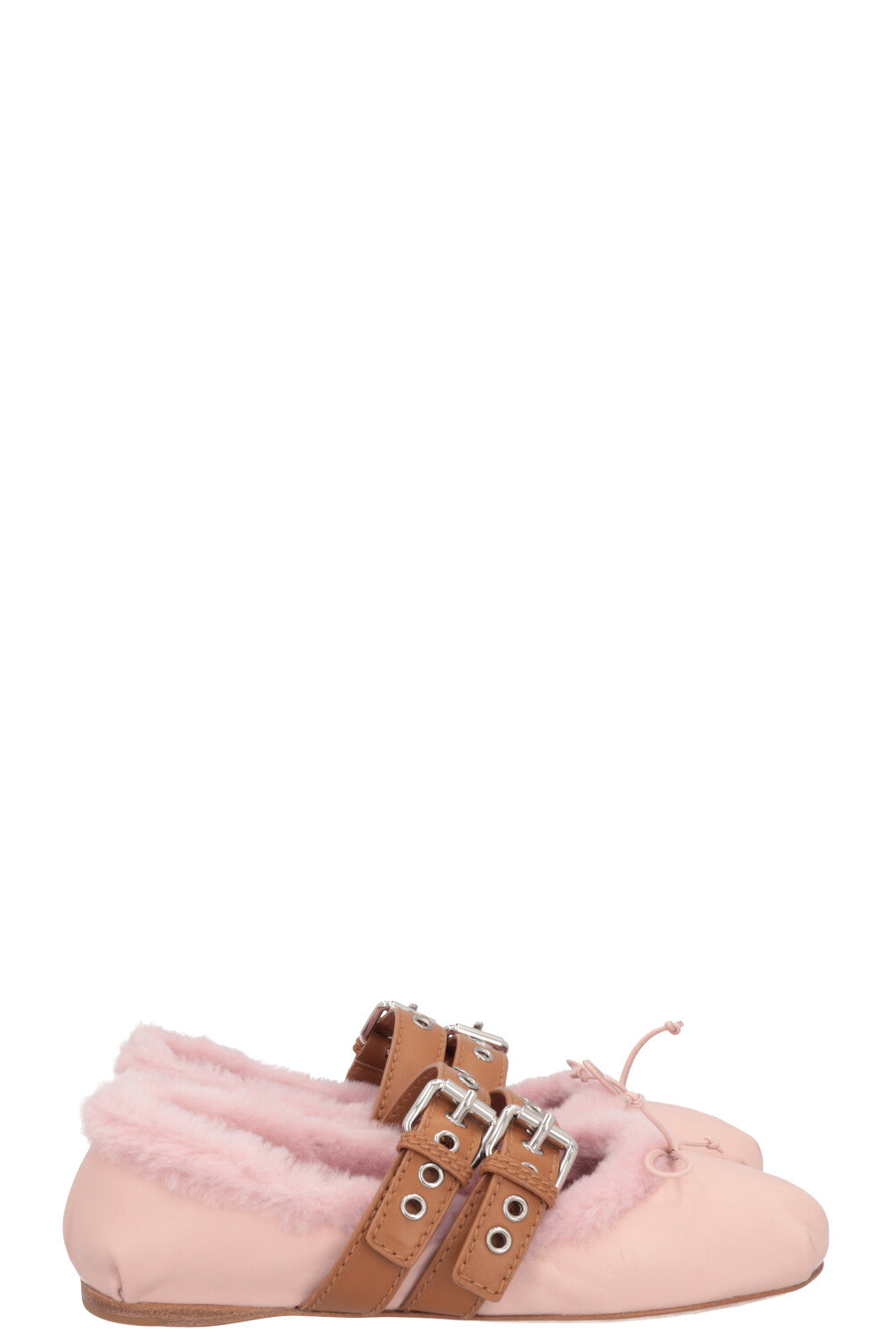 MIUMIU Ballet Flats Shearling Dusty Rose