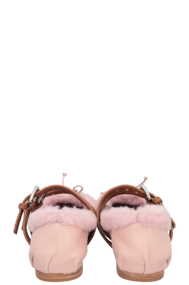 MIUMIU Ballet Flats Shearling Dusty Rose