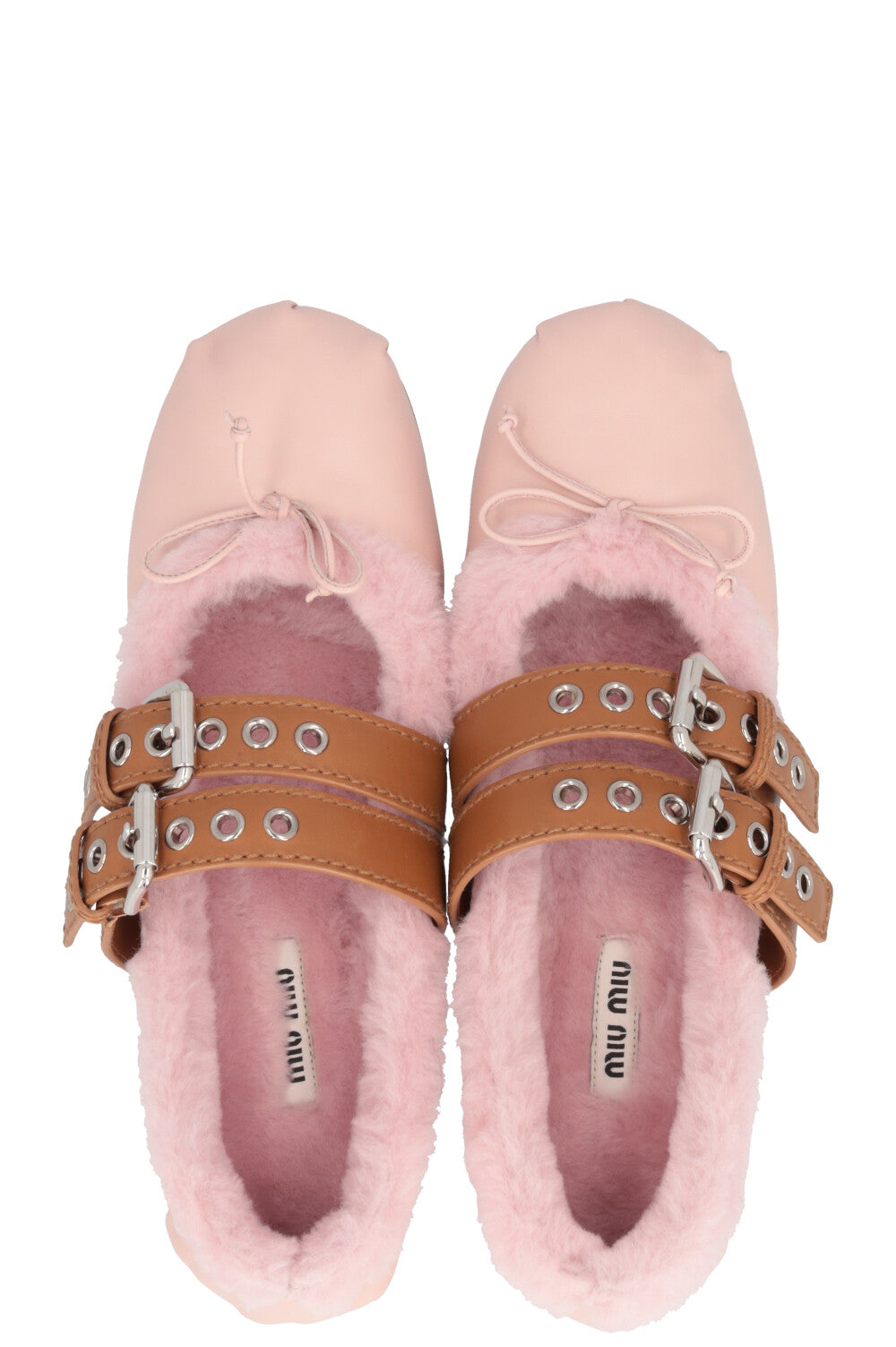 MIUMIU Ballet Flats Shearling Dusty Rose