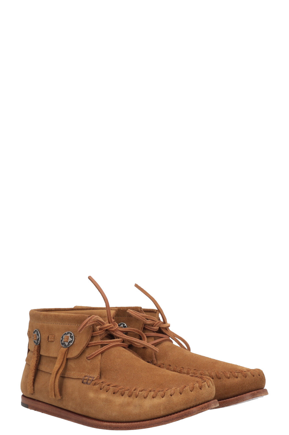 SAINT LAURENT Concho Boots Suede Brown