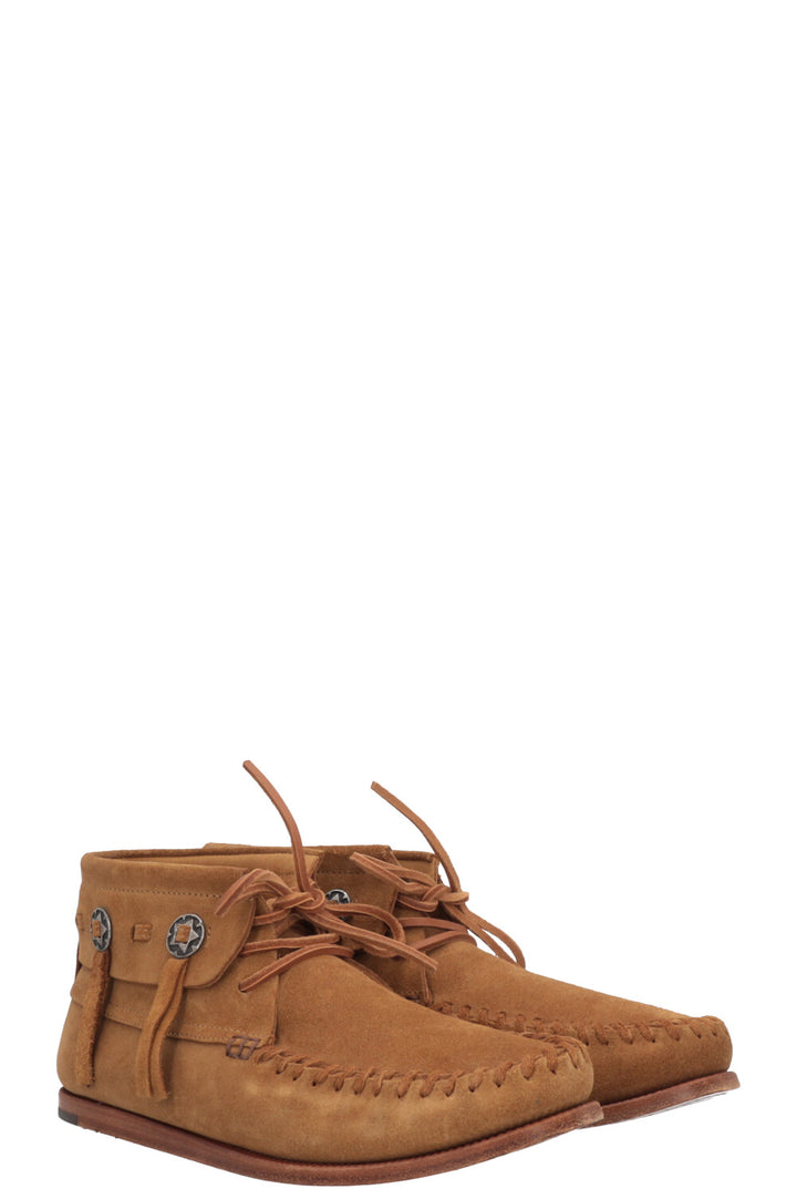 SAINT LAURENT Concho Boots Suede Brown