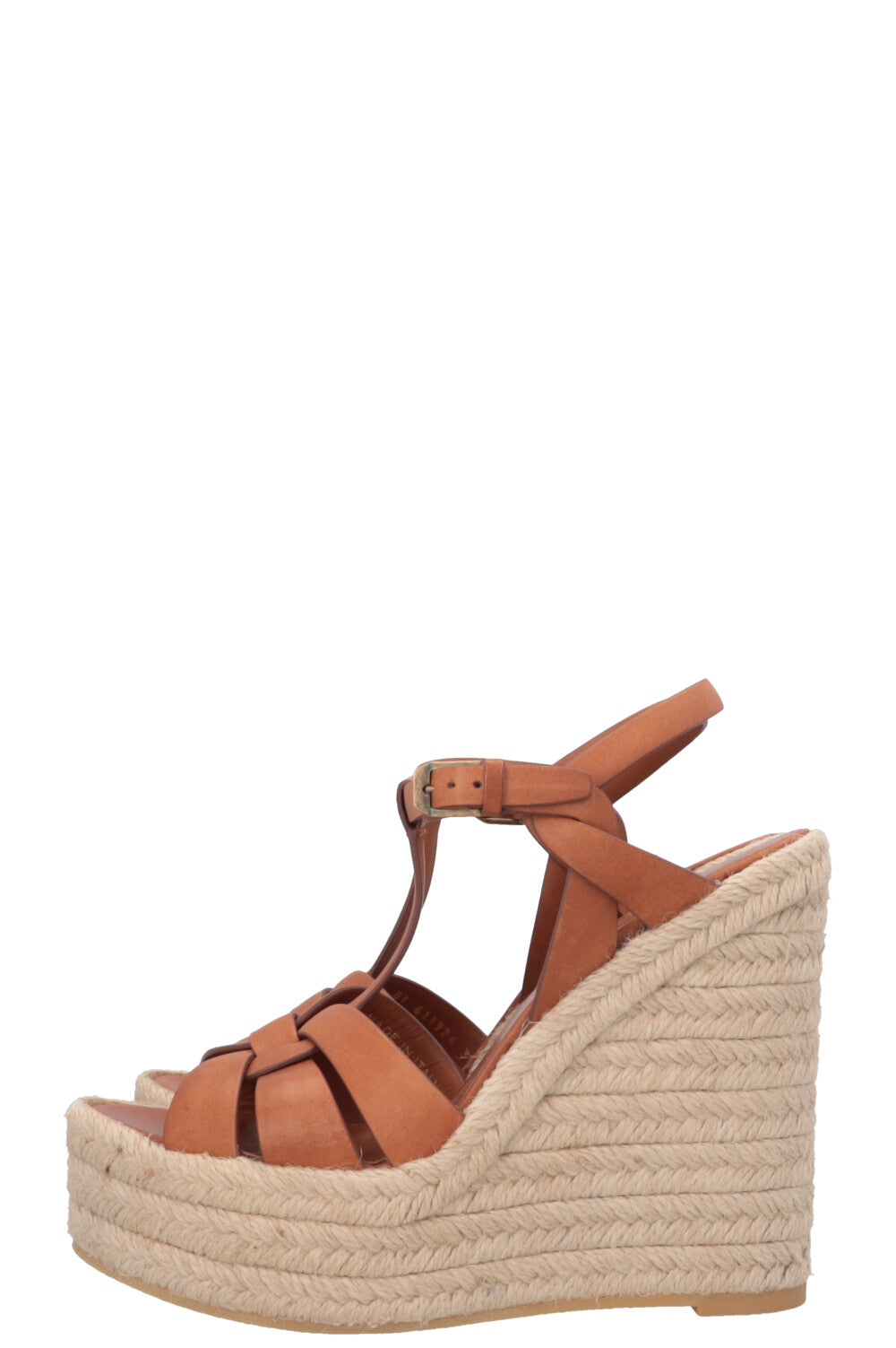 SAINT LAURENT Tribute Wedge Heels Leather Tan