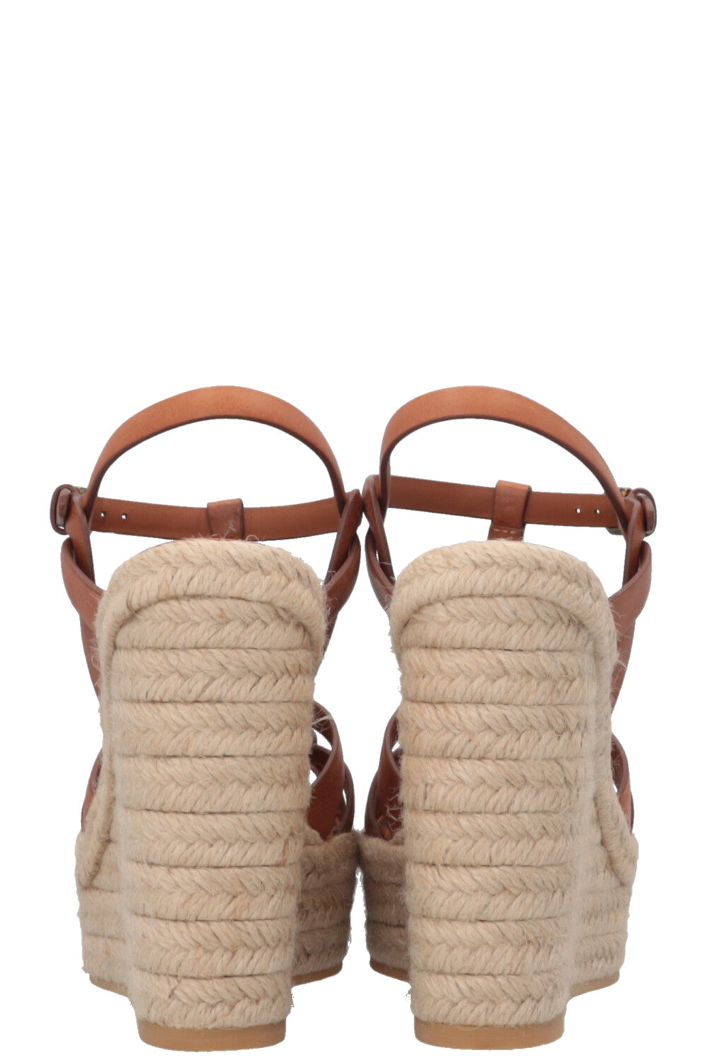 SAINT LAURENT Tribute Wedge Heels Leather Tan