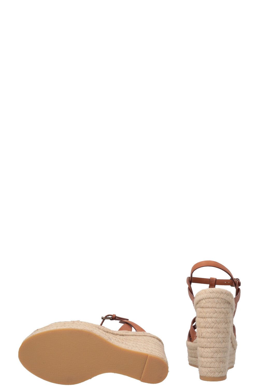 SAINT LAURENT Tribute Wedge Heels Leather Tan