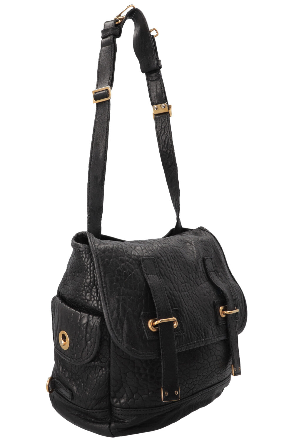 SAINT LAURENT Besace Shoulder Bag Black Leather