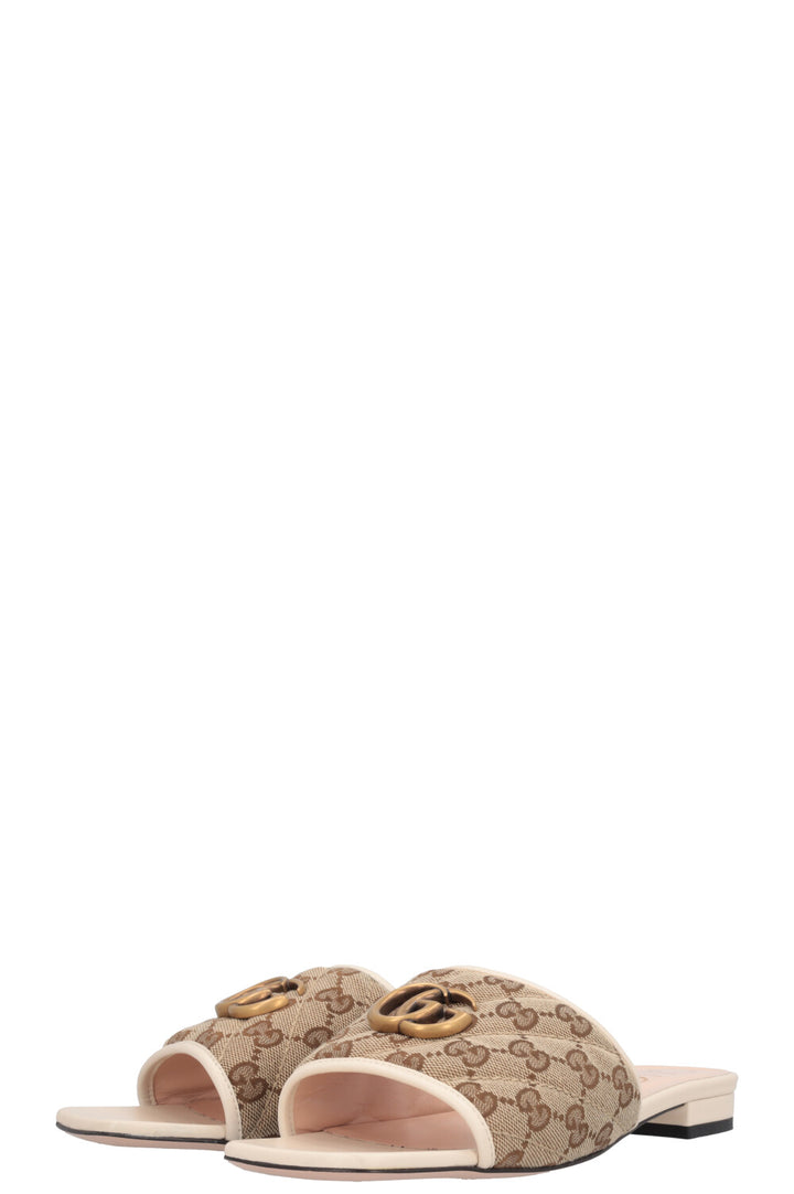 GUCCI Quilted Marmont Supreme Mules Canvas