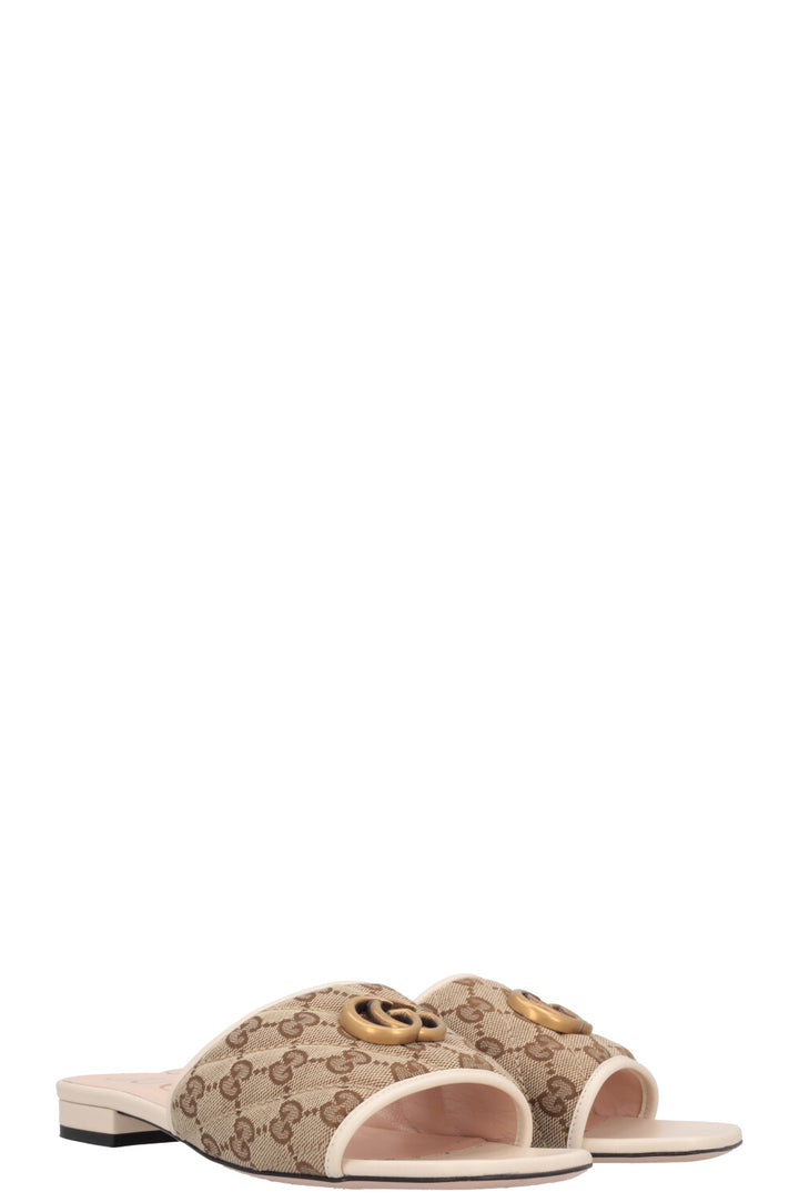 GUCCI Quilted Marmont Supreme Mules Canvas