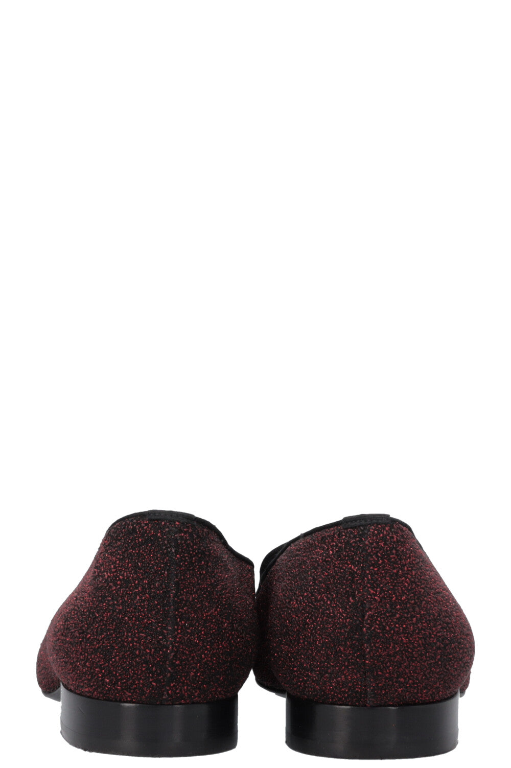 SAINT LAURENT Glitter Smoking Loafers Red