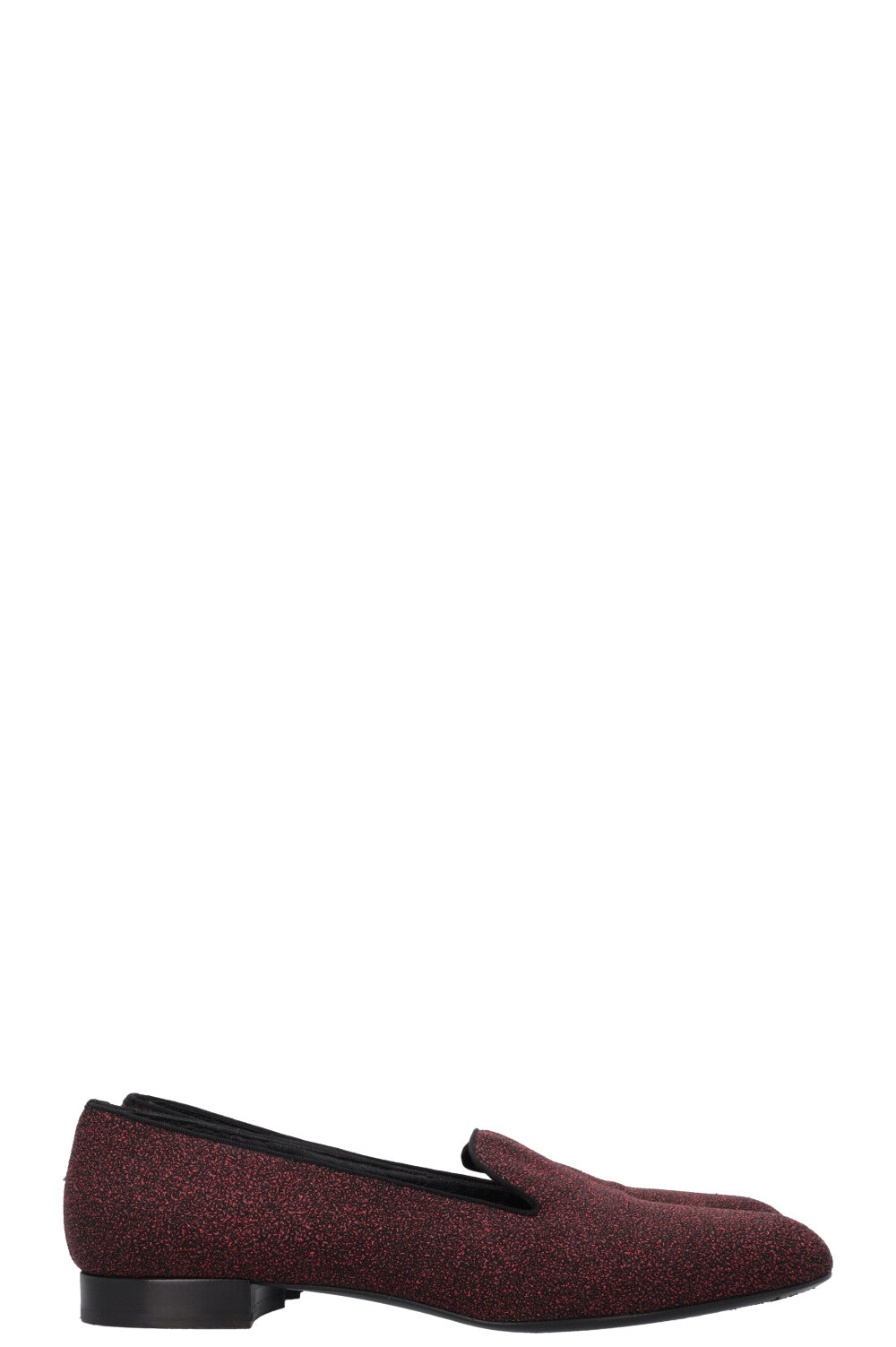 SAINT LAURENT Glitter Smoking Loafers Red
