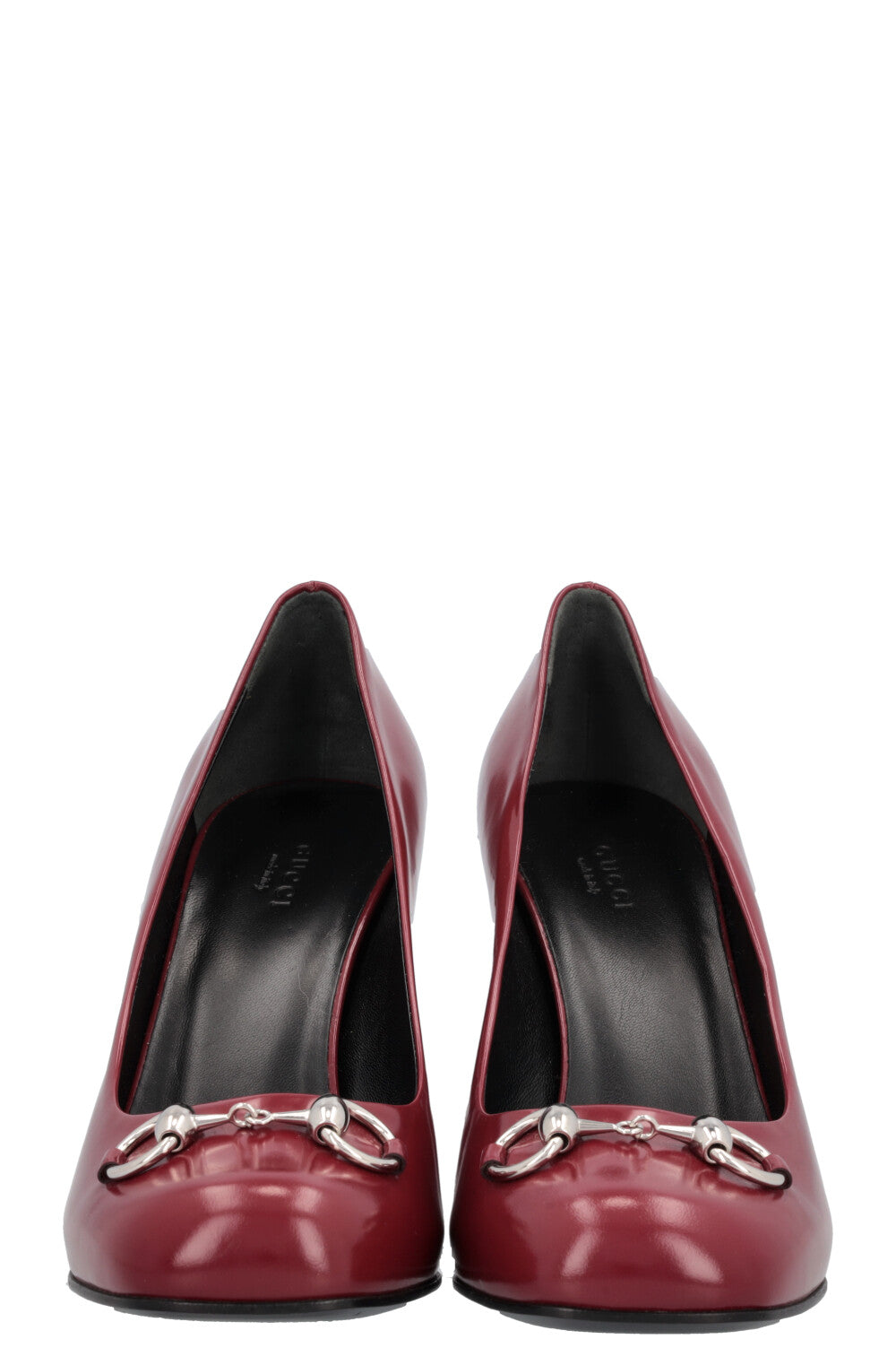 GUCCI Horsebit Block Heels Burgundy