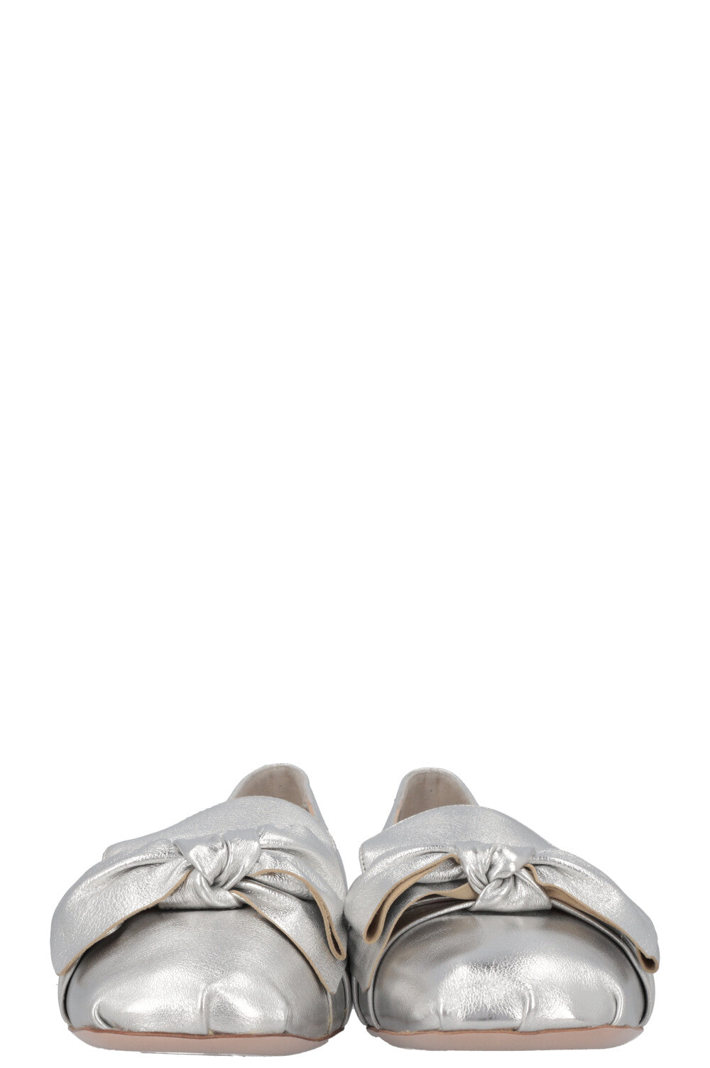 Mocassins MIUMIU avec nœud en cristal argenté