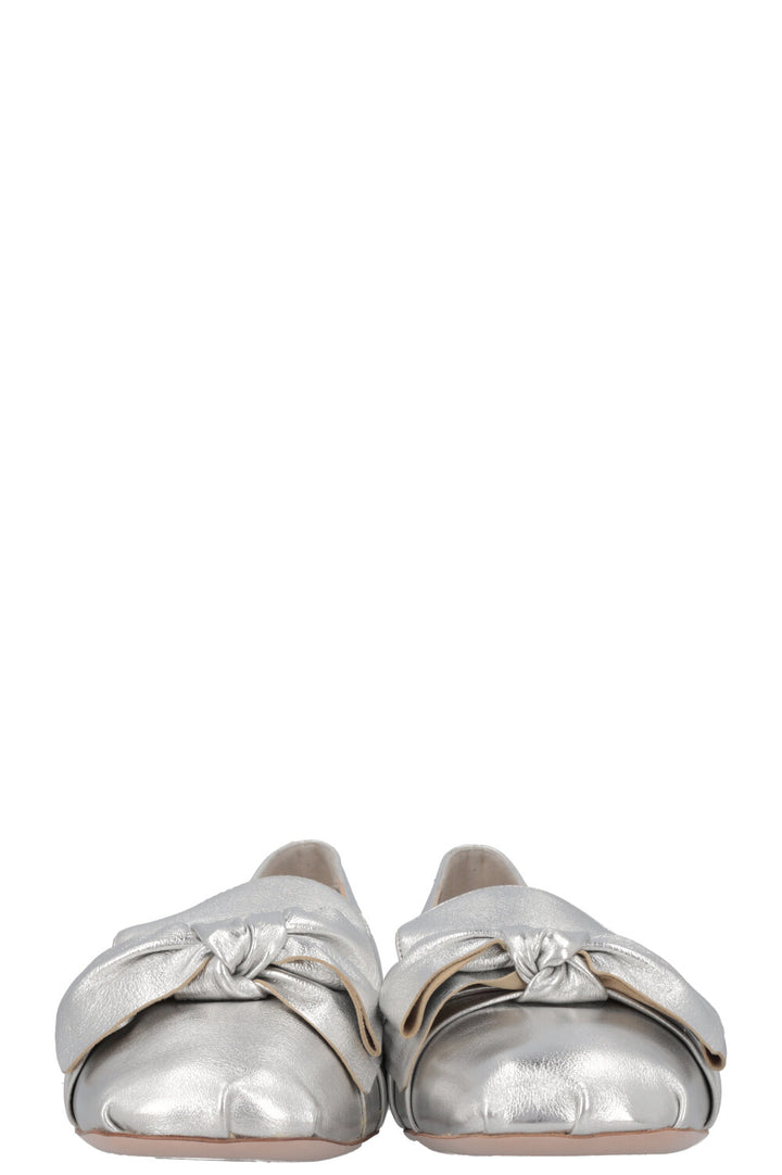 Mocassins MIUMIU avec nœud en cristal argenté