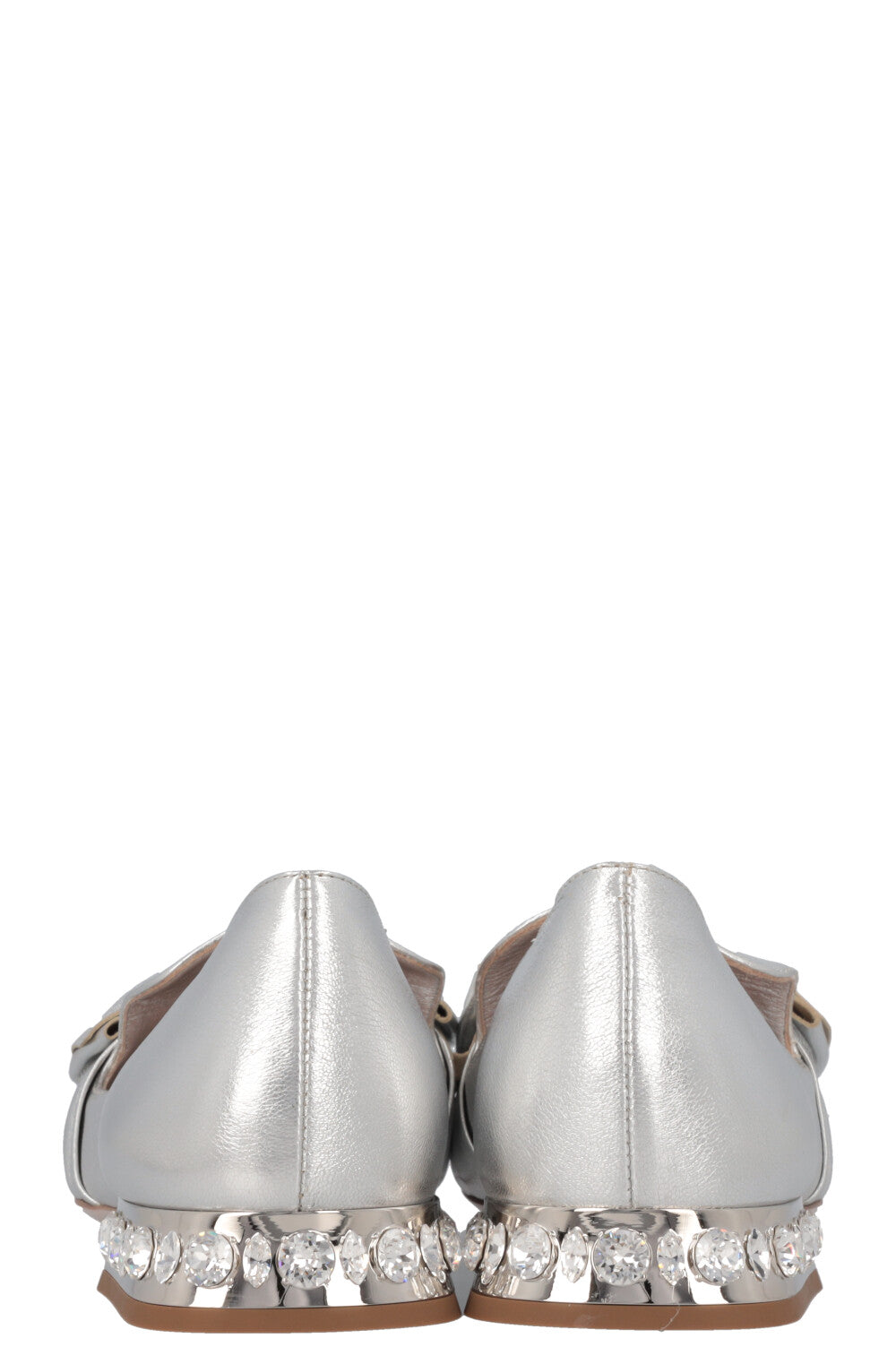 Mocassins MIUMIU avec nœud en cristal argenté