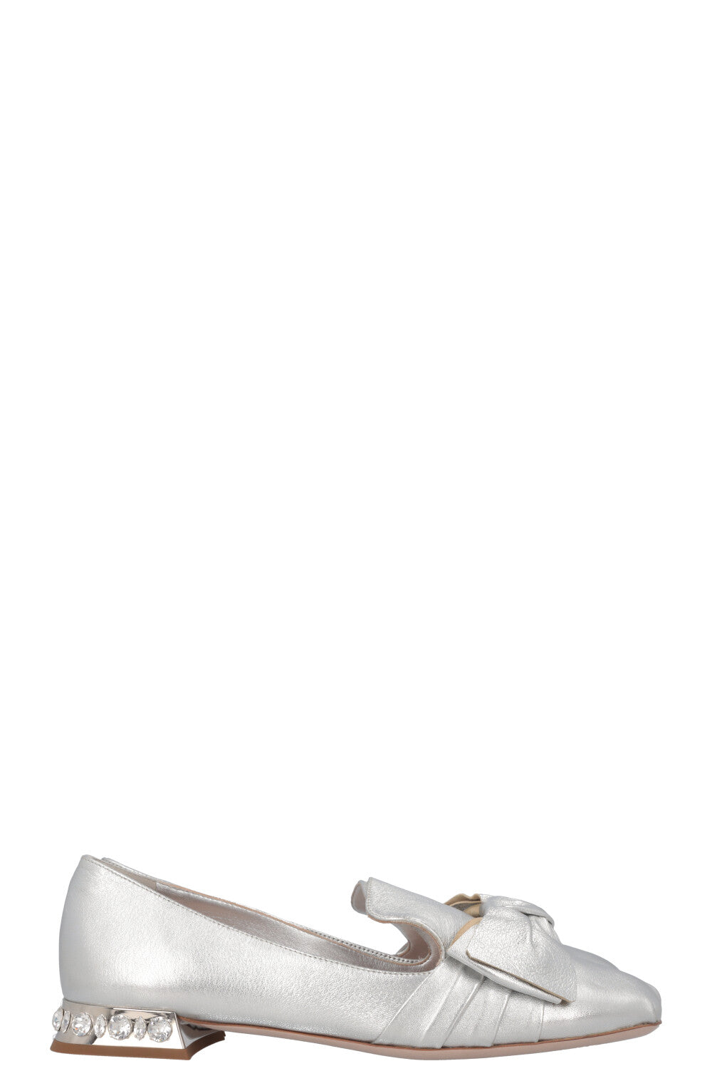Mocassins MIUMIU avec nœud en cristal argenté