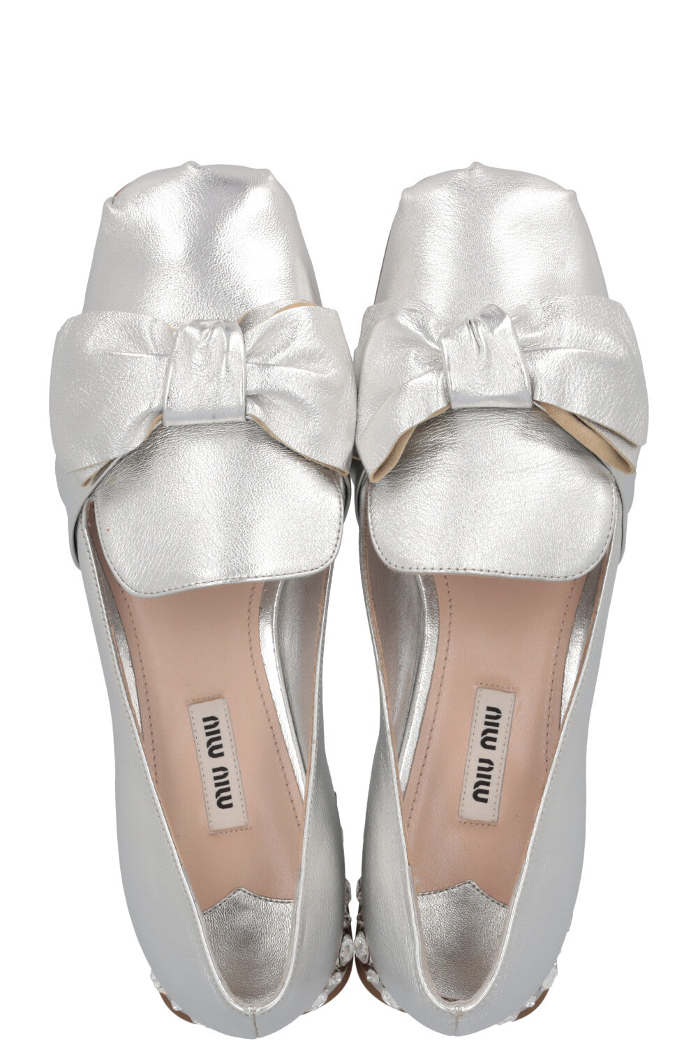 Mocassins MIUMIU avec nœud en cristal argenté