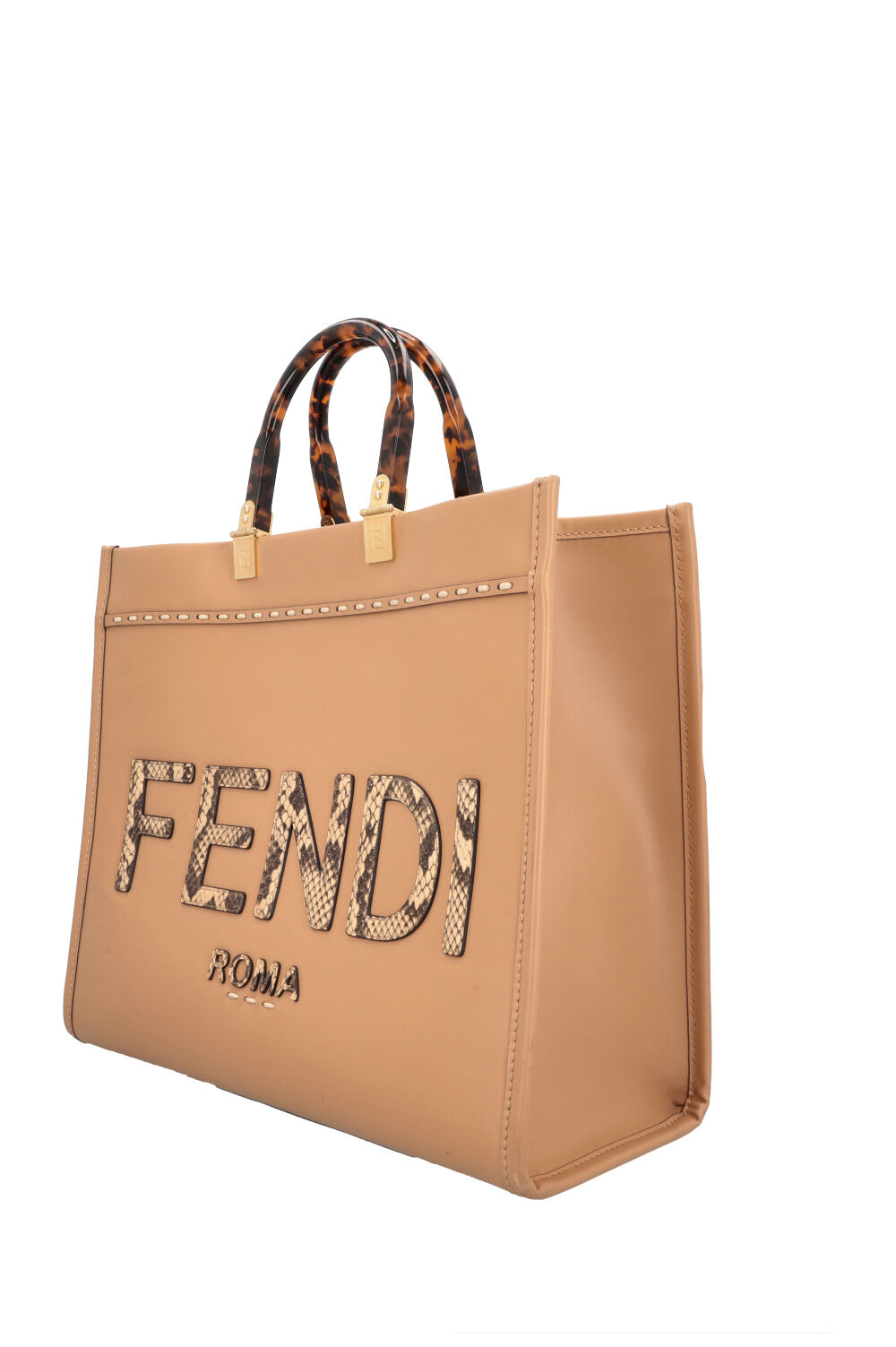 Sac cabas moyen FENDI Sunshine en python caramel